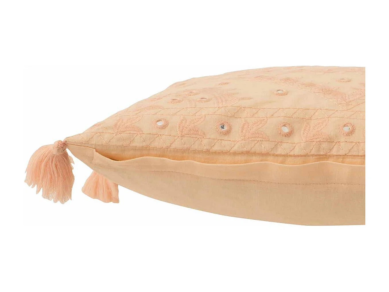 Coussin Déco à Pompon "Ibiza" 45x45cm Pamplemousse