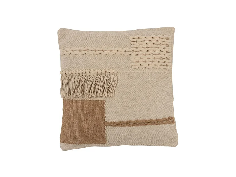 Coussin Déco Franges "Helio" 45x45cm Beige