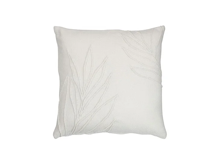 Cojín cuadrado de finas hojas de poliéster blanco de 43x43cm