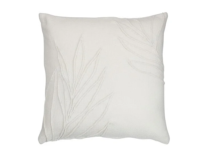 Coussin Déco "Feuilles II" 43x43cm Blanc