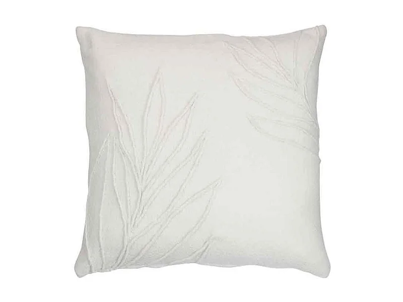 Cuscino quadrato foglie sottili in poliestere bianco 43x43cm