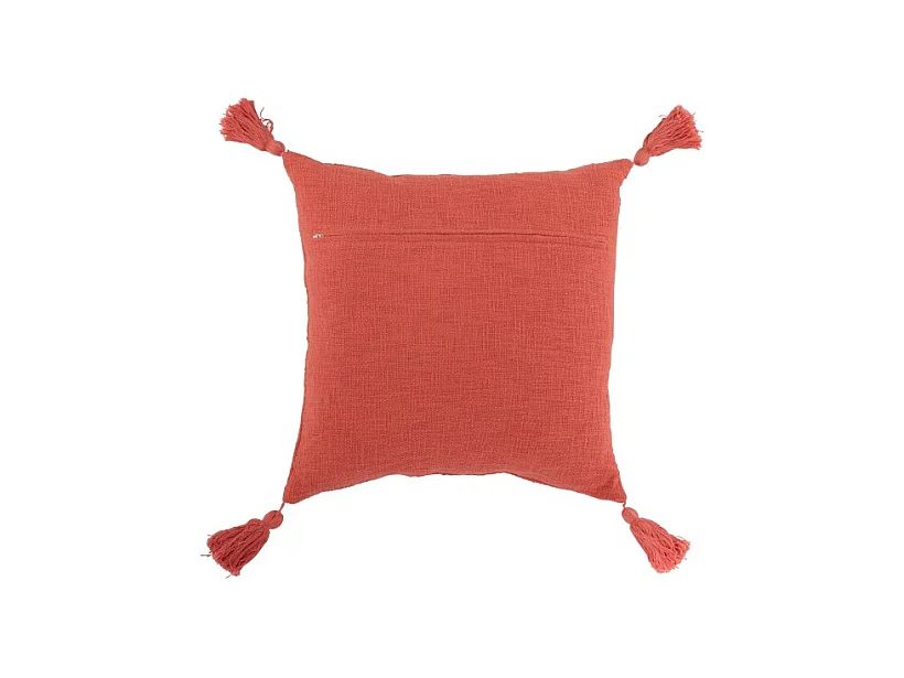 Cojín cuadrado de ganchillo en algodón rosa 45x45cm