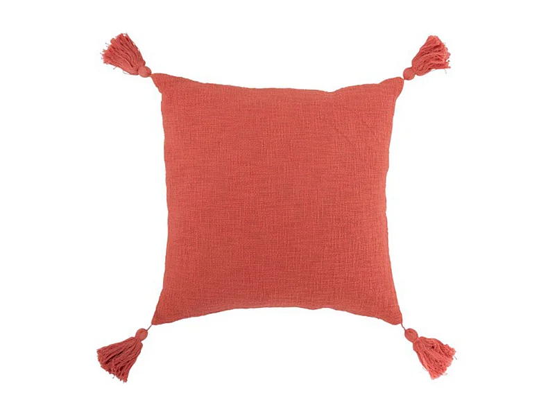 Coussin Déco à Pompons "Terwin" 45x45cm Rose