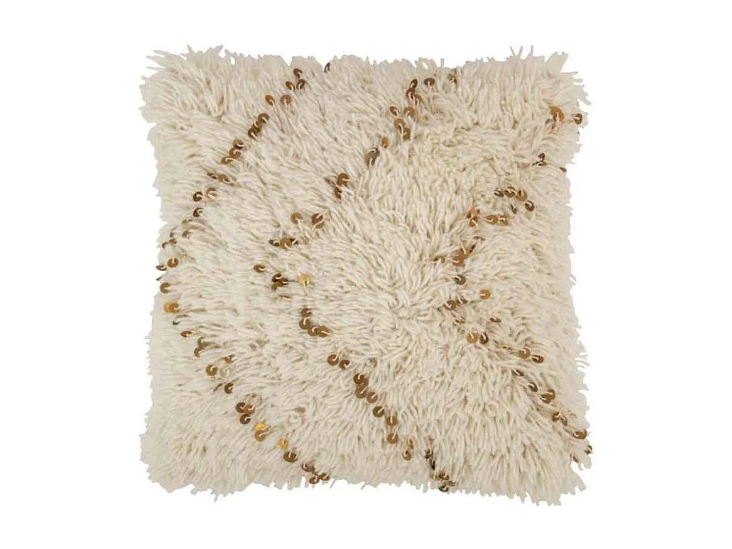 Cuscino quadrato in cotone bianco e oro 47x47cm