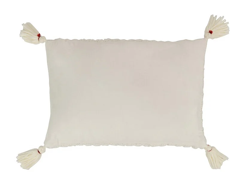 Coussin Déco à Franges "Crochet" 40x60cm Blanc