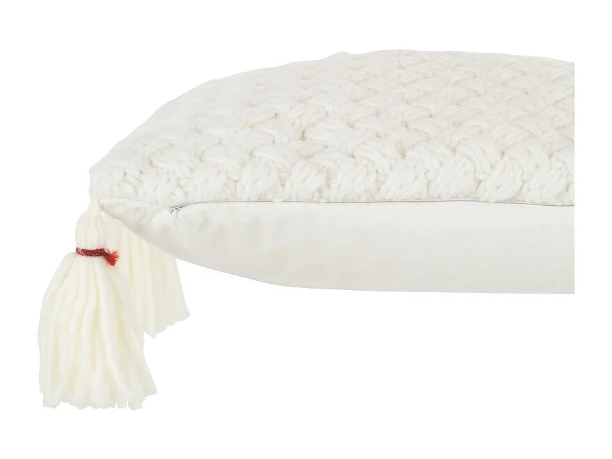 Coussin Déco à Franges "Crochet" 40x60cm Blanc