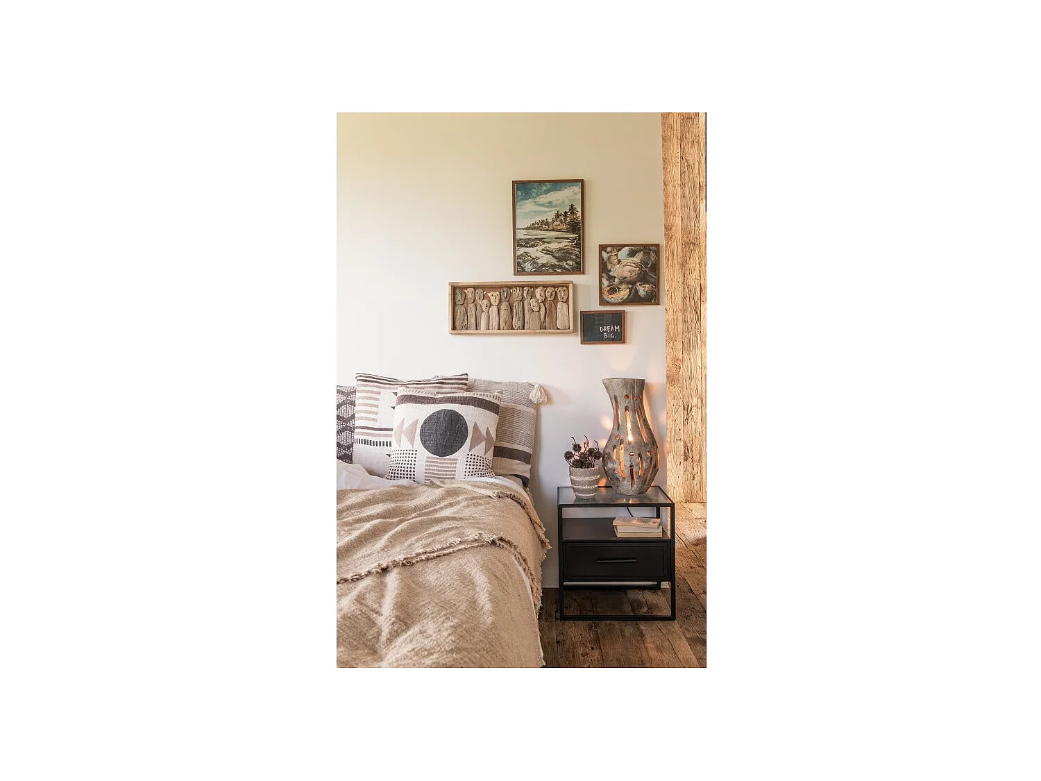 Coussin Imprimé "Linea" 45x45cm Beige & Marron