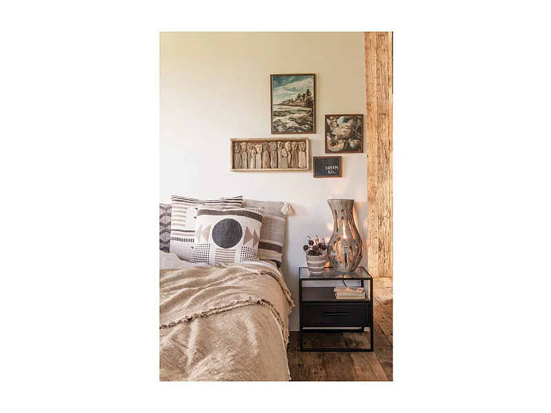 Coussin Imprimé "Linea" 45x45cm Beige & Marron