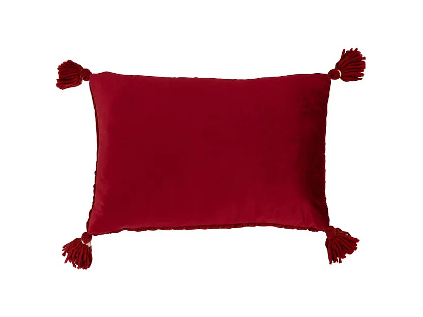 Coussin Déco à Franges "Crochet" 40x60cm Rouge