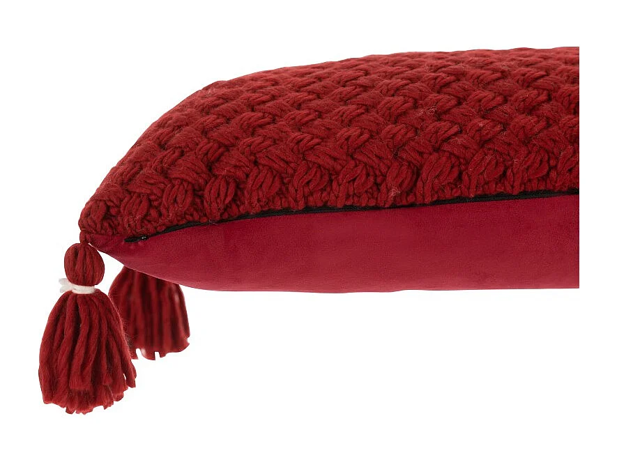 Coussin Déco à Franges "Crochet" 40x60cm Rouge