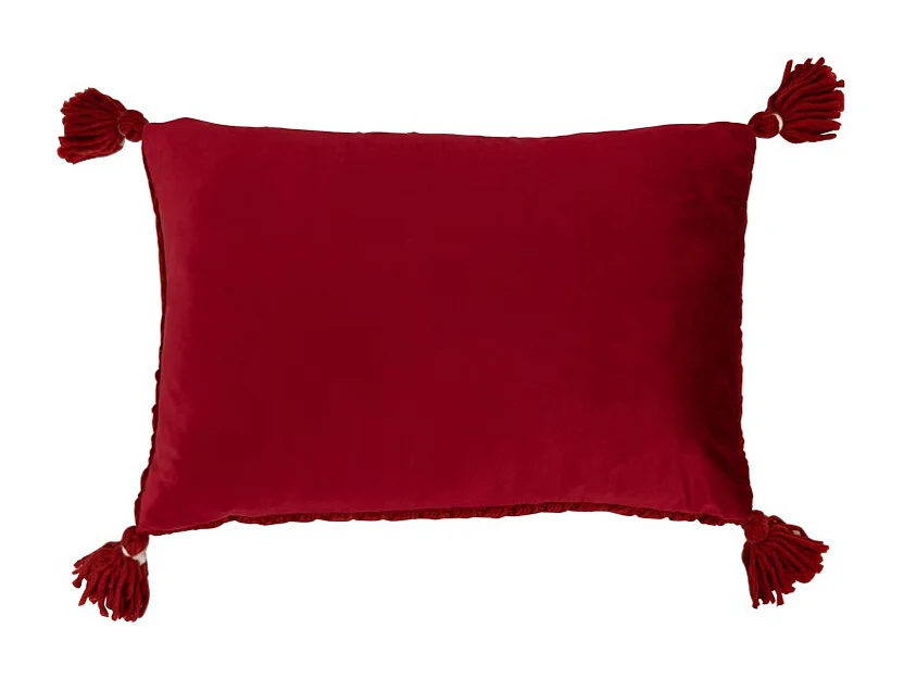 Coussin Déco à Franges "Crochet" 40x60cm Rouge
