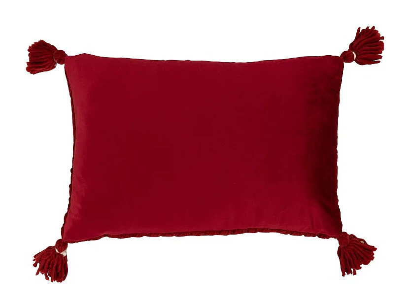Coussin Déco à Franges "Crochet" 40x60cm Rouge