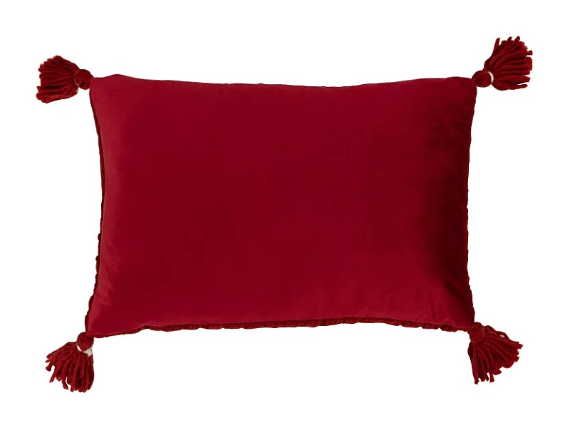 Coussin Déco à Franges "Crochet" 40x60cm Rouge