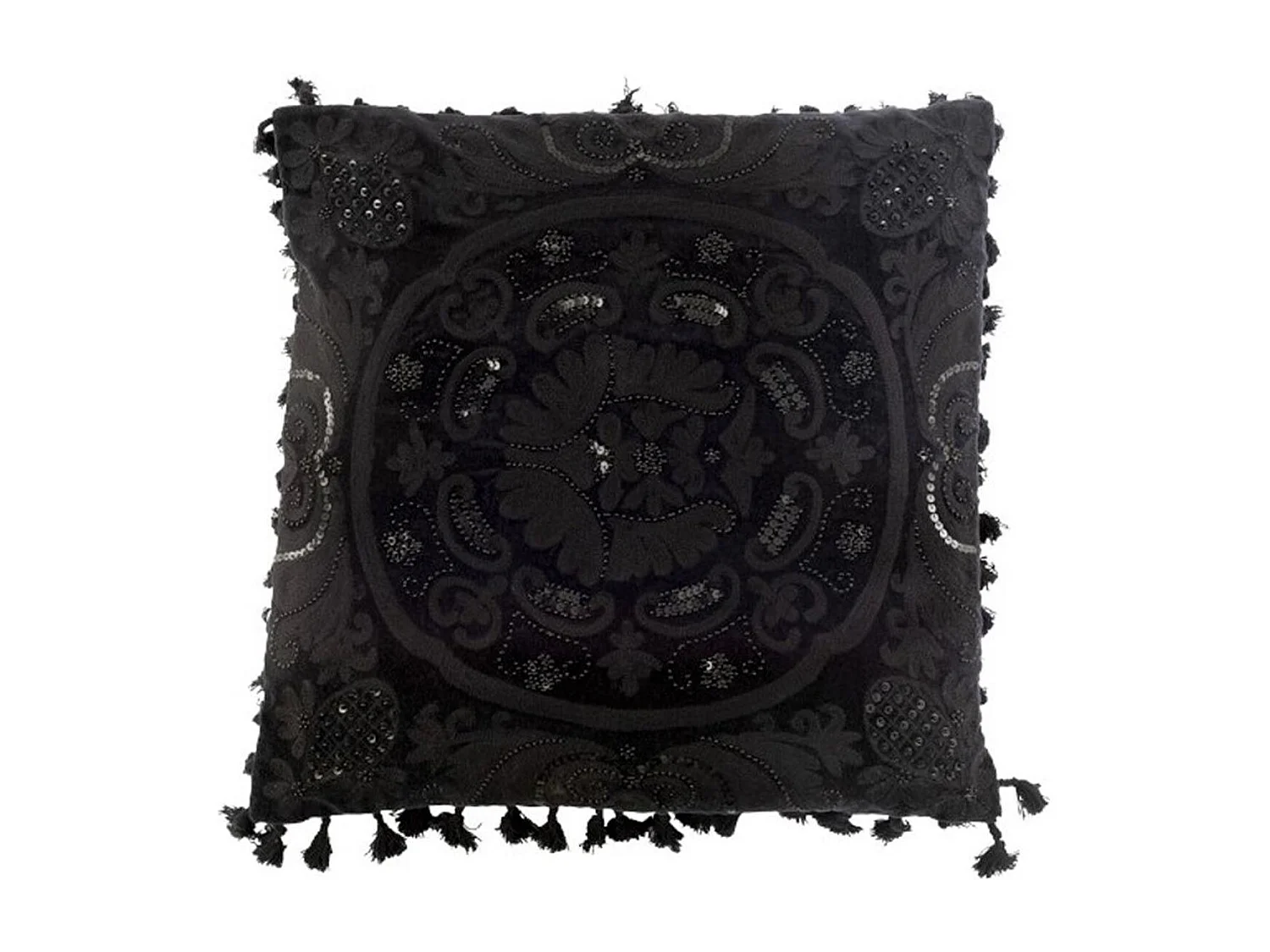 Cuscino quadrato in stile marocchino in cotone nero 45x45cm