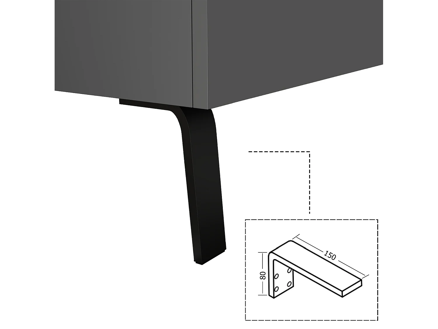 AICA Badmöbel 60cm Dickes Keramik Waschbecken mit Unterschrank - 3 Schubladen und 2 Füßen - Hochglanz Dunkelgrau Hängeschrank