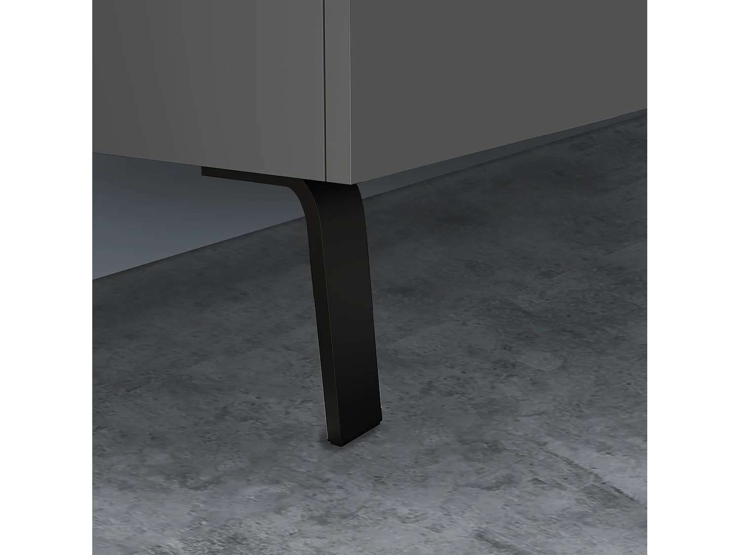 AICA Badmöbel 60cm Schwarz Mineralguss Waschbecken mit Unterschrank - 3 Schubladen und 2 Füßen - Hochglanz Dunkelgrau Hängeschrank