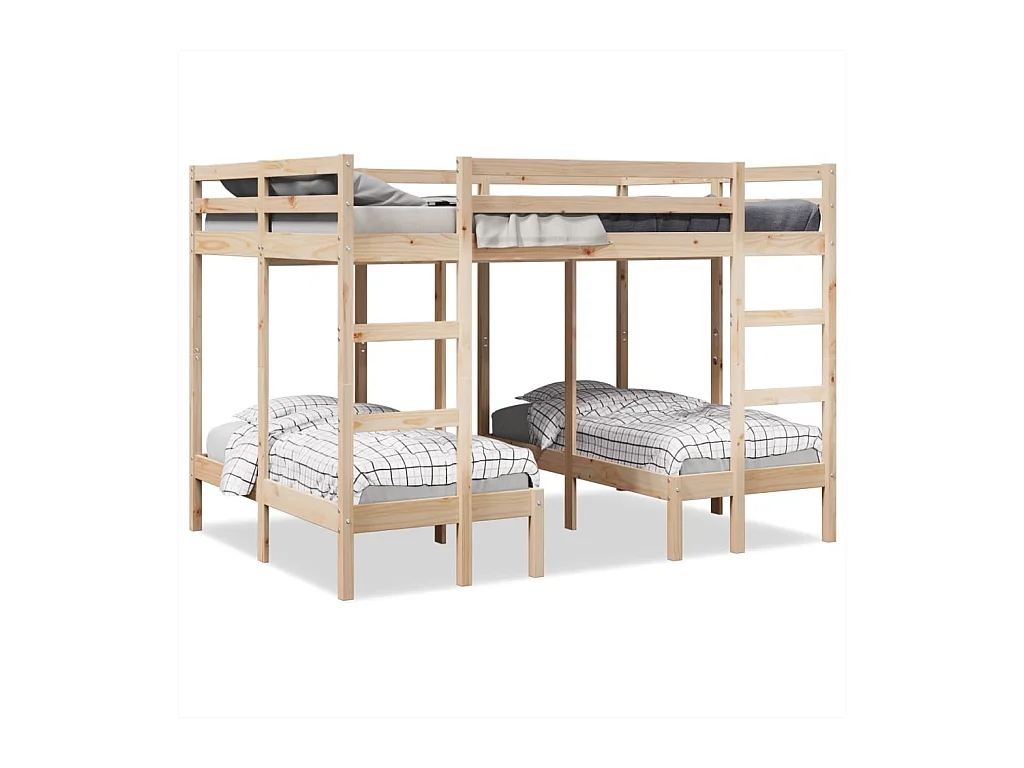 Lit superposé triple 140x200/70x140 cm bois de pin massif