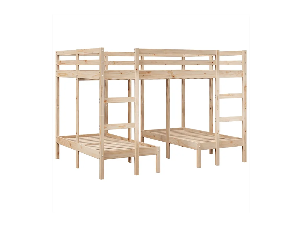 Lit superposé triple 140x200/70x140 cm bois de pin massif