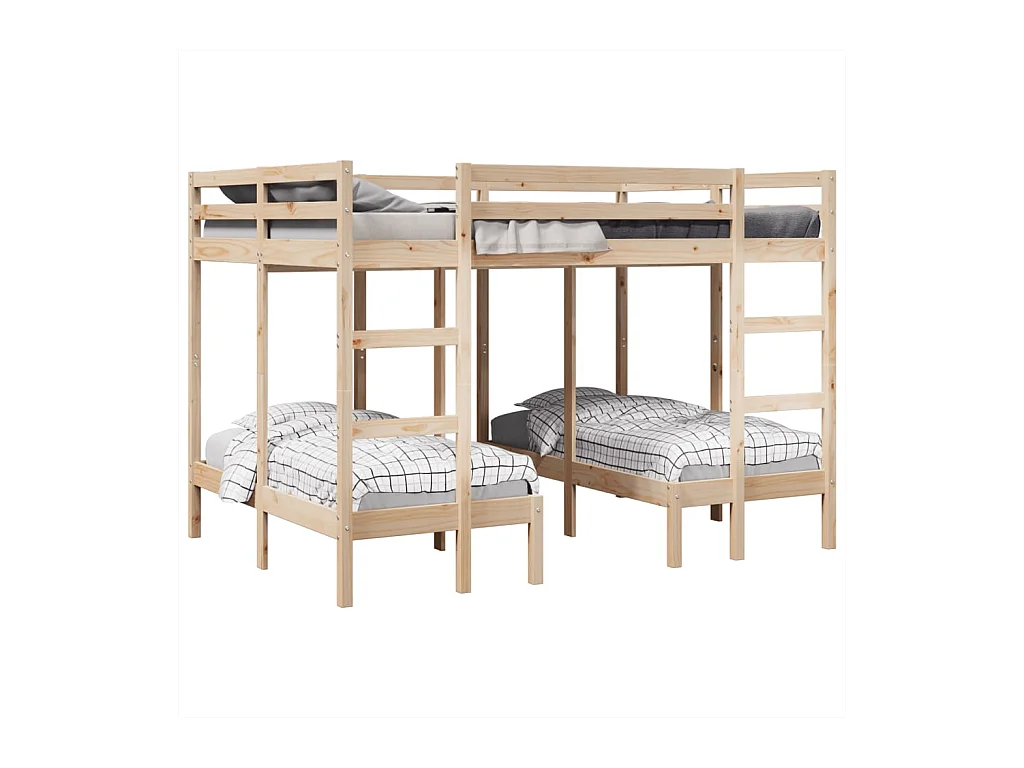 Lit superposé triple 140x200/70x140 cm bois de pin massif