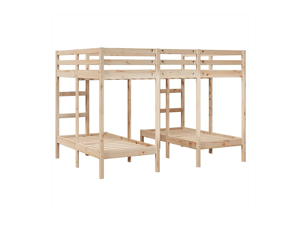 Lit superposé triple 140x200/70x140 cm bois de pin massif