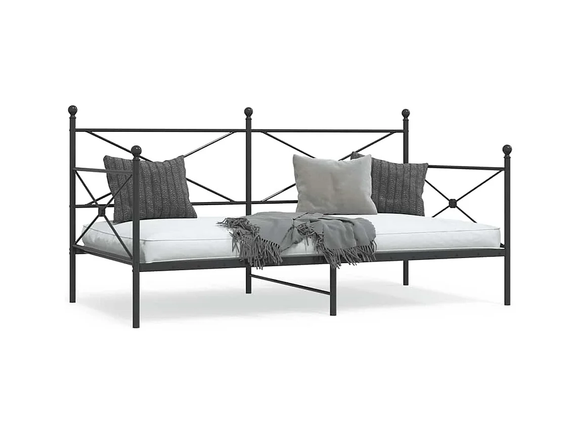 Lit de repos sans matelas noir 100x200 cm acier