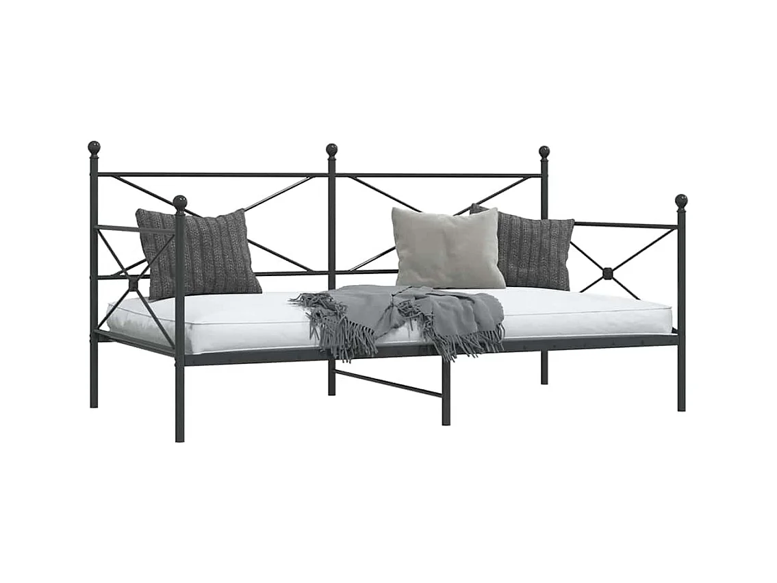 Lit de repos sans matelas noir 100x200 cm acier
