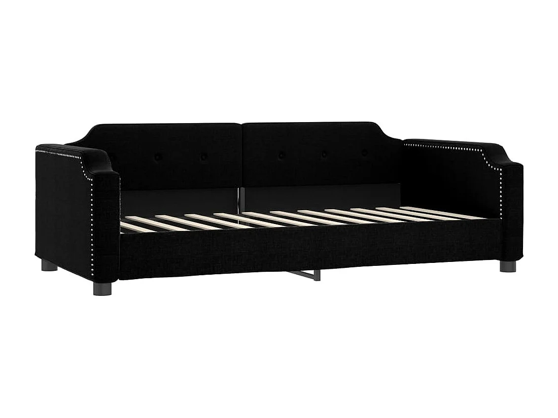 Tagesbett Ausziehbar mit Matratzen Schwarz 90x190 cm Stoff