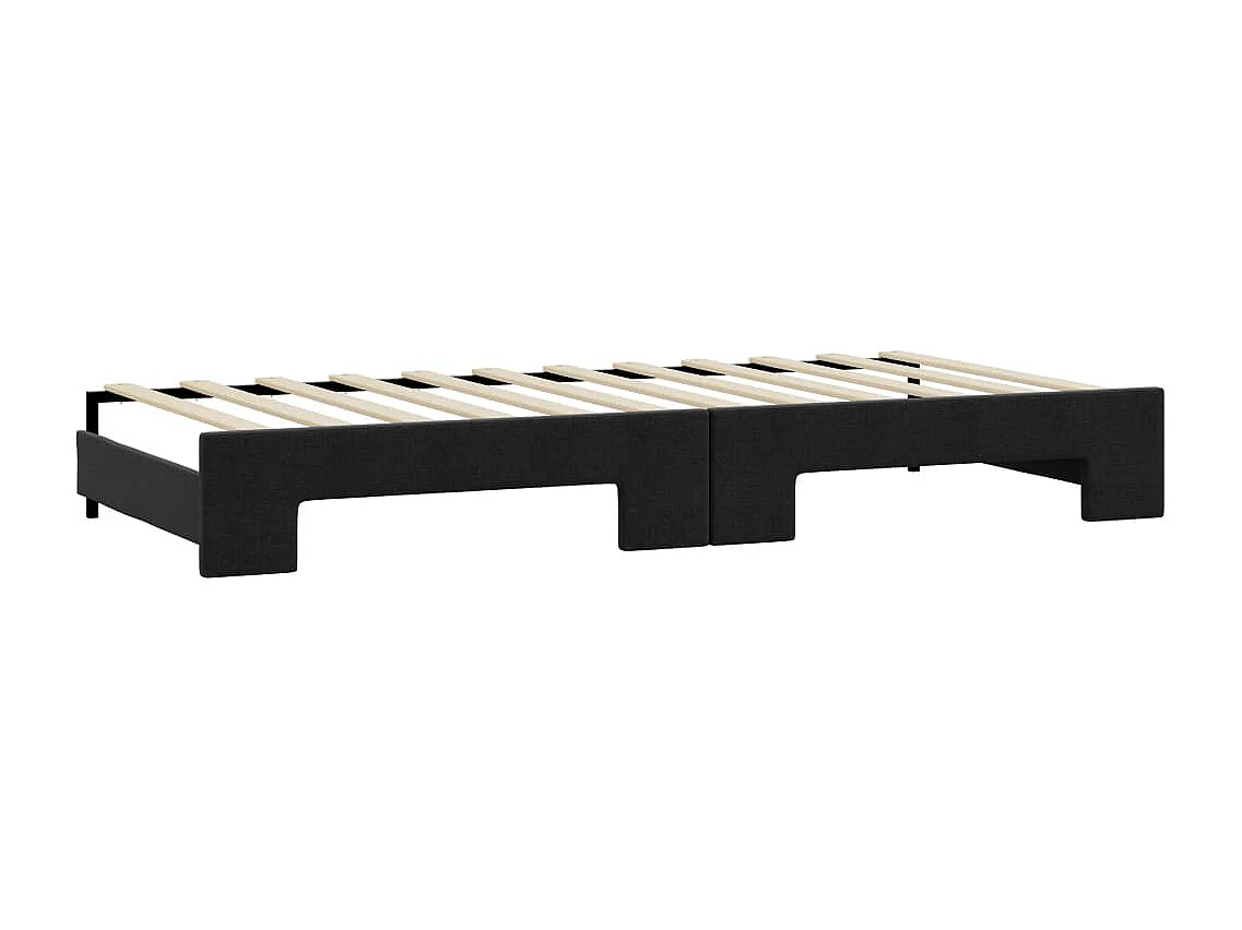 Tagesbett Ausziehbar mit Matratzen Schwarz 90x190 cm Stoff