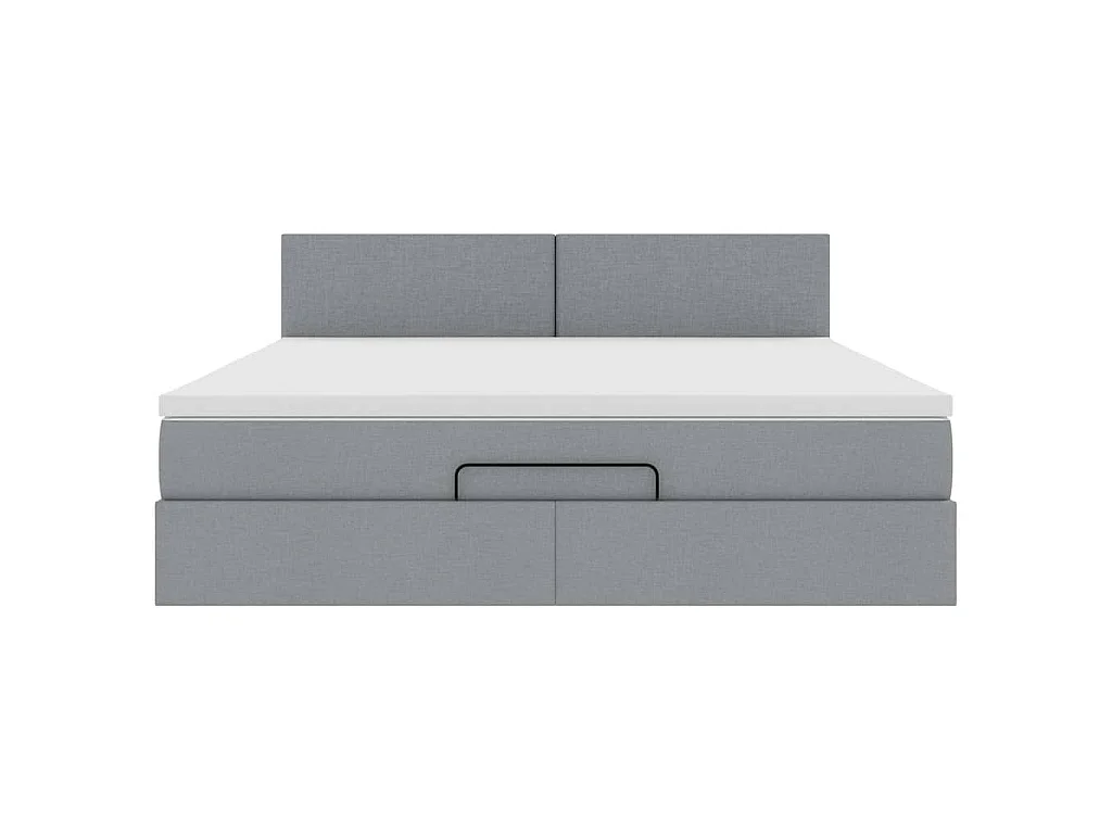 Pouf Letto con Materasso Grigio Chiaro 160x200 cm in Tessuto