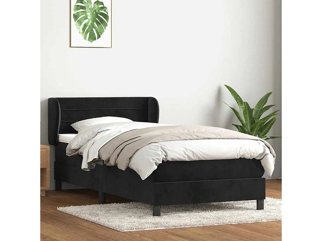 Cama com molas/colchão 90x220 cm veludo preto