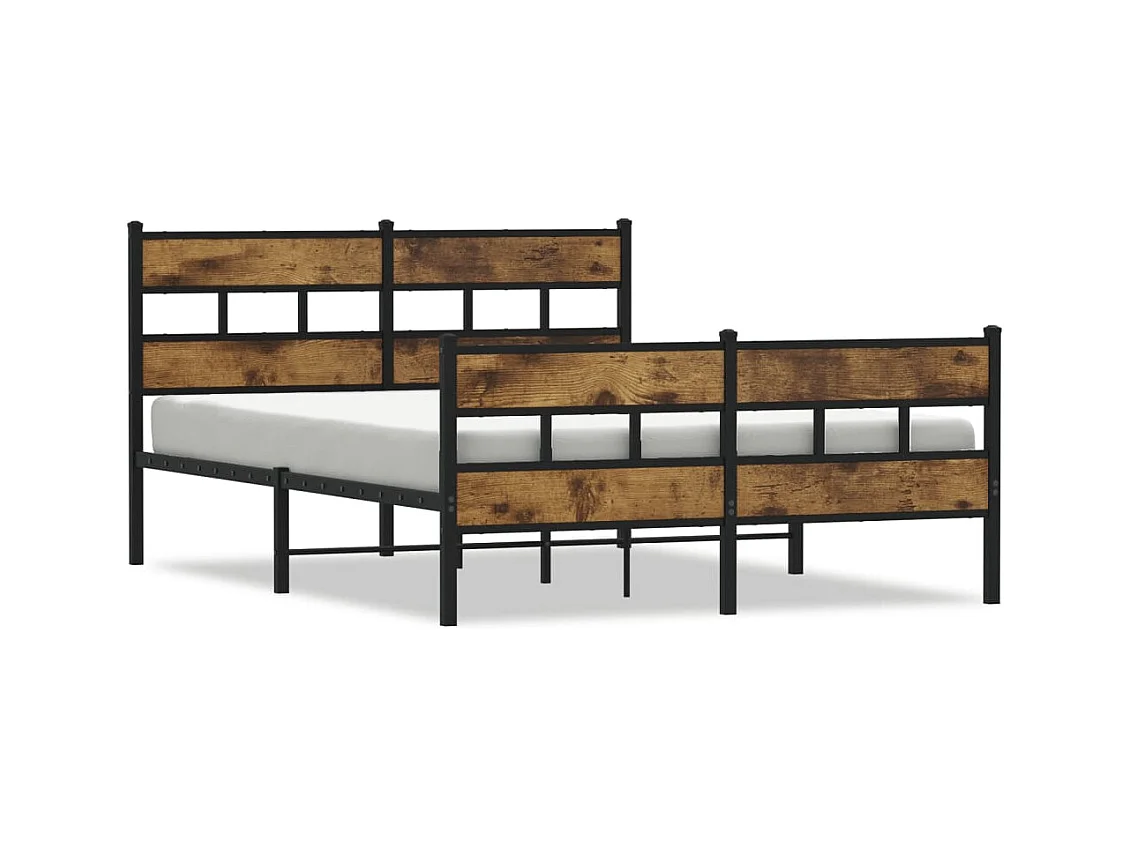 Cadre de lit en métal sans matelas chêne fumé 140x200 cm
