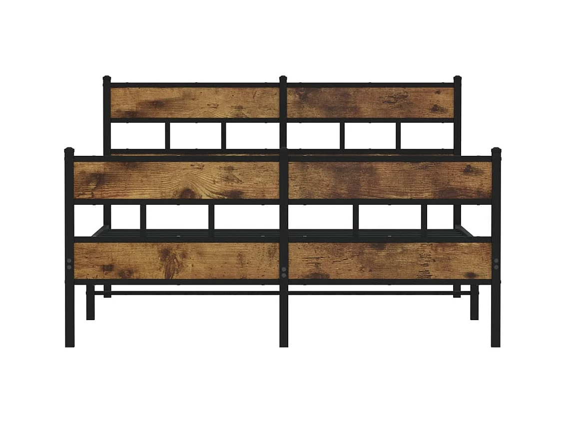 Cadre de lit en métal sans matelas chêne fumé 140x200 cm