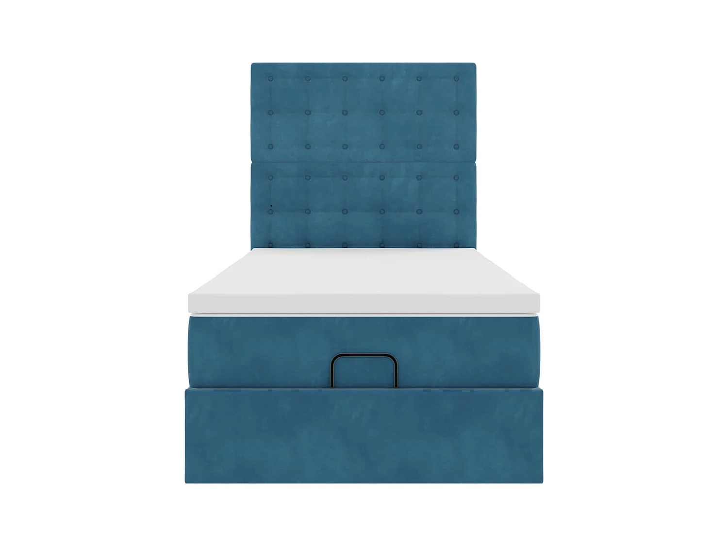 Cadre de lit ottoman avec matelas bleu foncé 100x200 cm velours