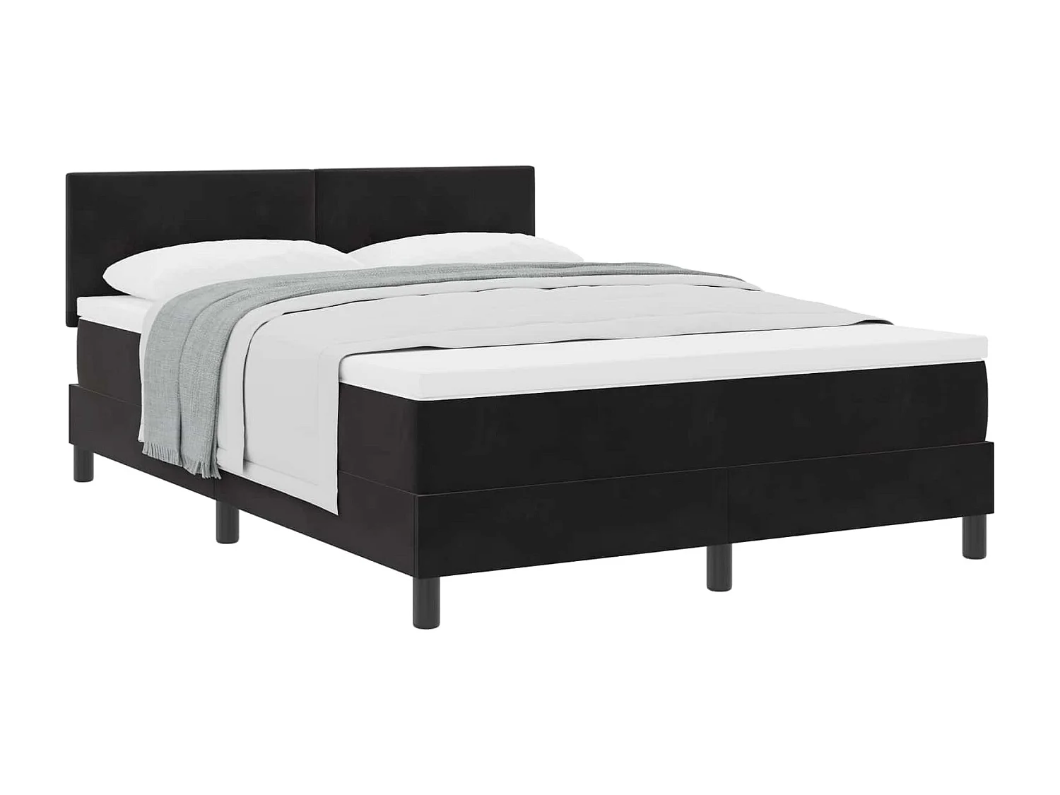 Boxspringbett mit Matratze Schwarz 160 x 200 cm Samt