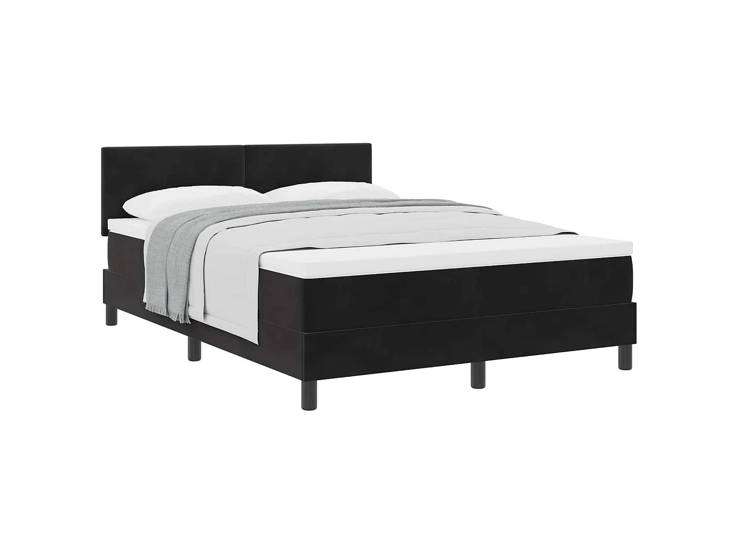 Letto a molle con testiera Nero 160 x 200 cm Velluto