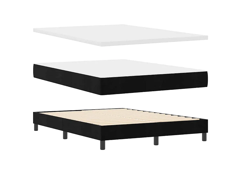 Letto a molle con testiera Nero 160 x 200 cm Velluto
