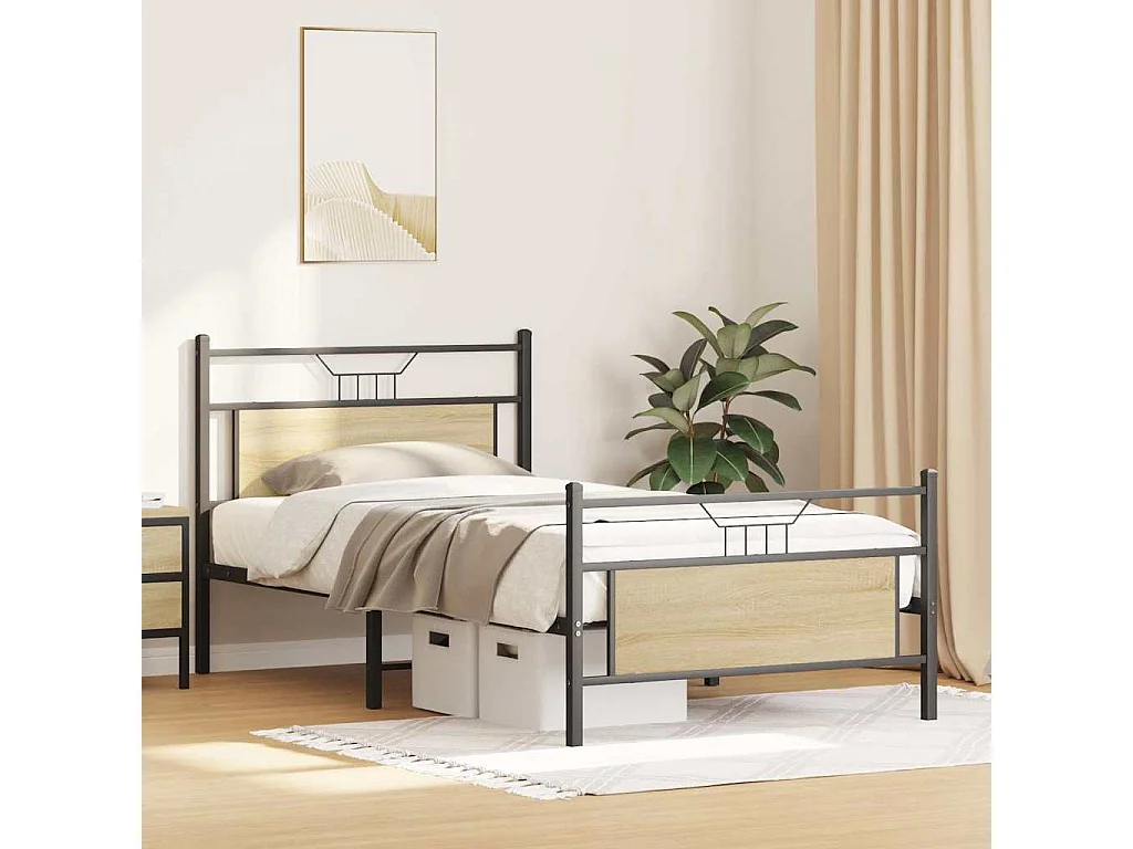 Cadre de lit sans matelas chêne sonoma 100x200 cm