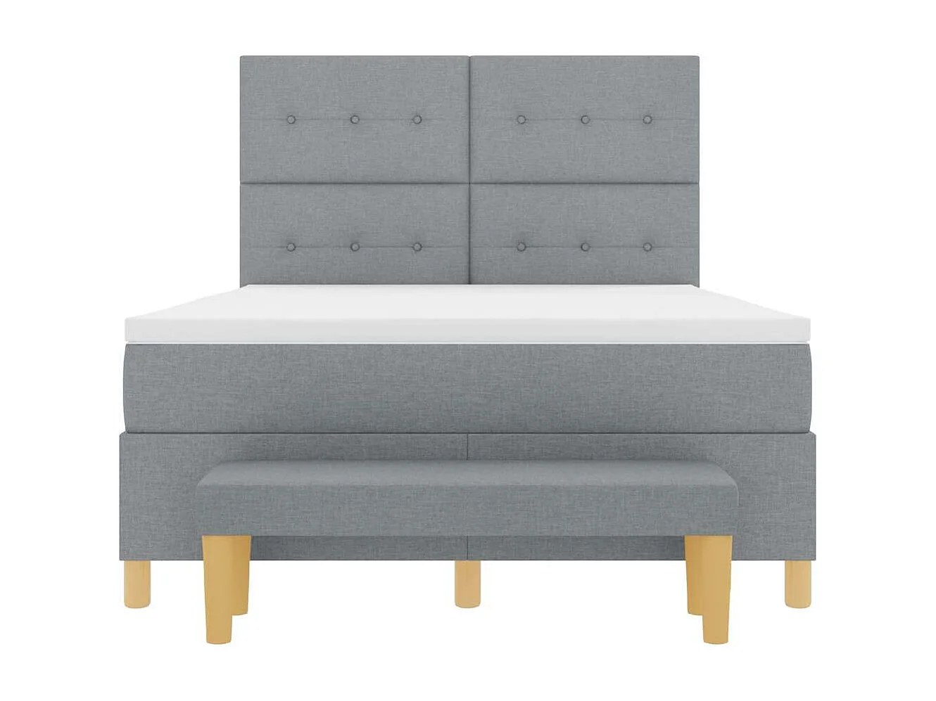 Lit à ressorts avec matelas Gris clair 140 x 200 cm tissu