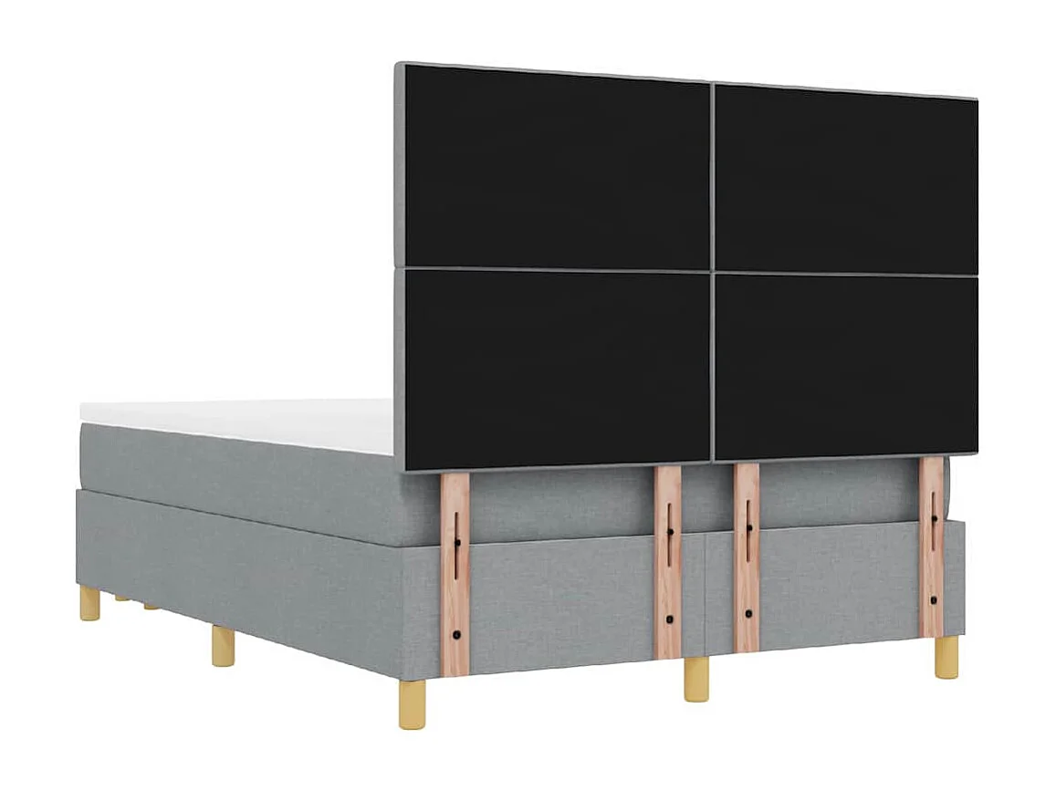 Lit à ressorts avec matelas Gris clair 140 x 200 cm tissu