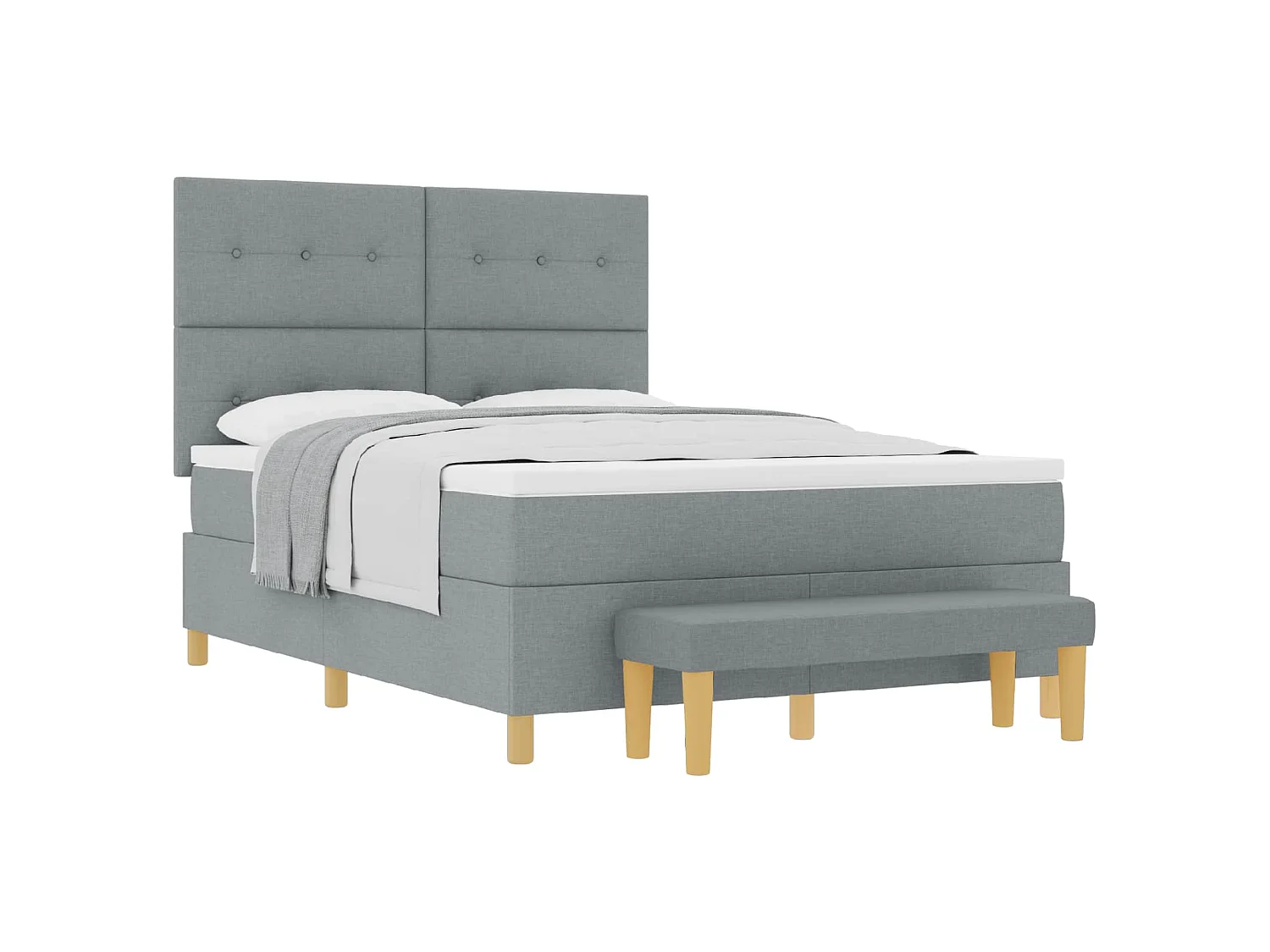 Boxspring bed met hoofdeinde Lichtgrijs 200 x 140 cm Stof