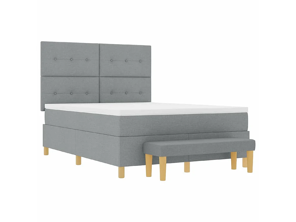 Boxspring bed met hoofdeinde Lichtgrijs 200 x 140 cm Stof