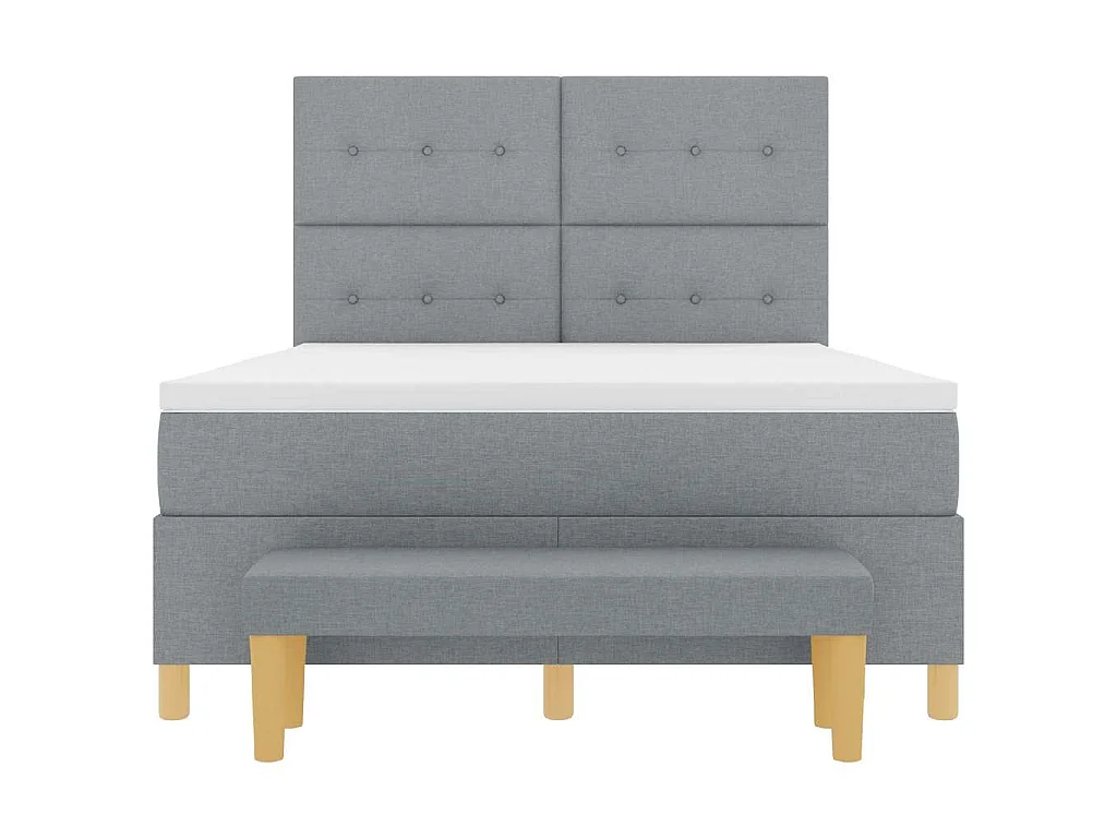 Boxspring bed met hoofdeinde Lichtgrijs 200 x 140 cm Stof
