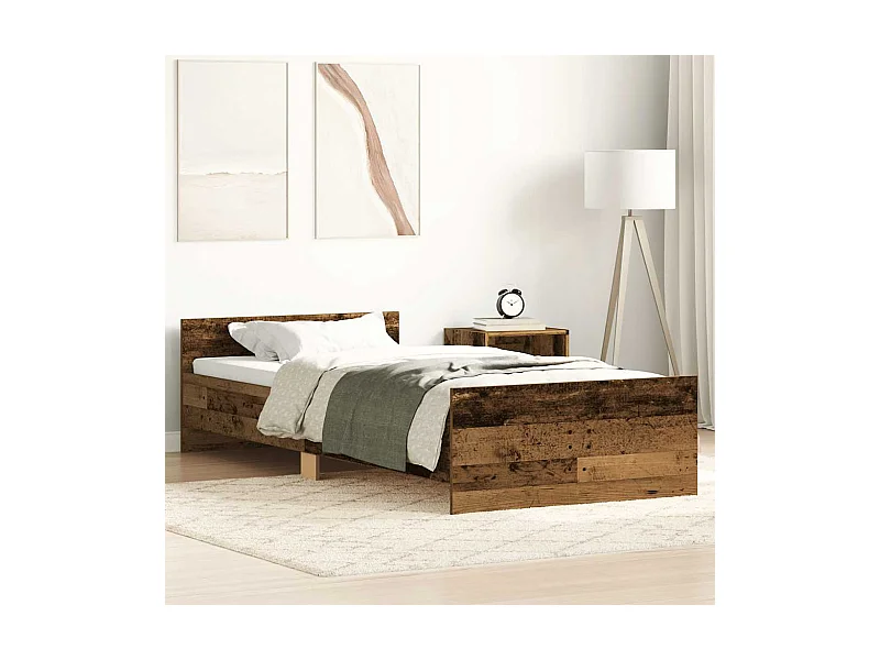 Cadre de lit sans matelas vieux bois 90x190 cm bois ingénierie