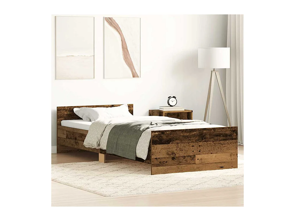 Cadre de lit sans matelas vieux bois 90x190 cm bois ingénierie