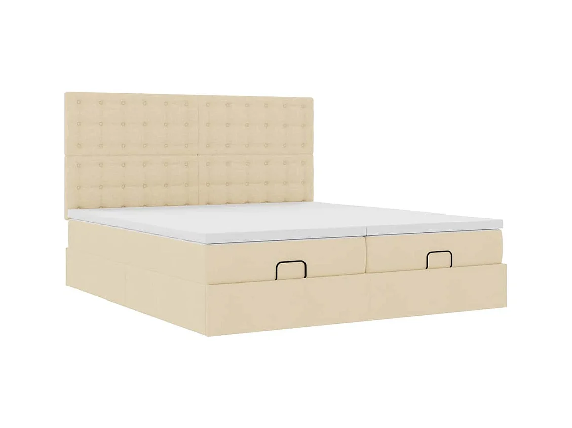 Cadre de lit ottoman avec matelas crème 160x200 cm tissu