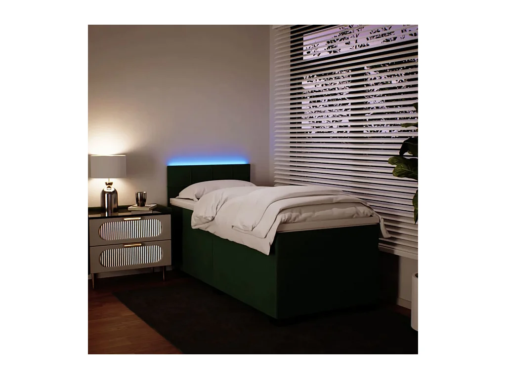 Sommier à lattes de lit avec matelas Vert foncé 90x200 cm