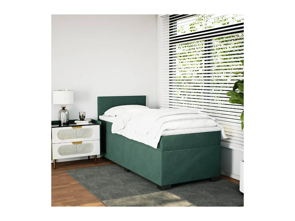 Sommier à lattes de lit avec matelas Vert foncé 90x200 cm