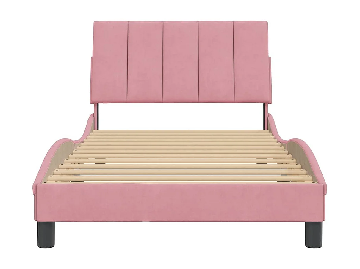 Bedframe zonder matras "Hanko" fluweel roze 100x200 cm