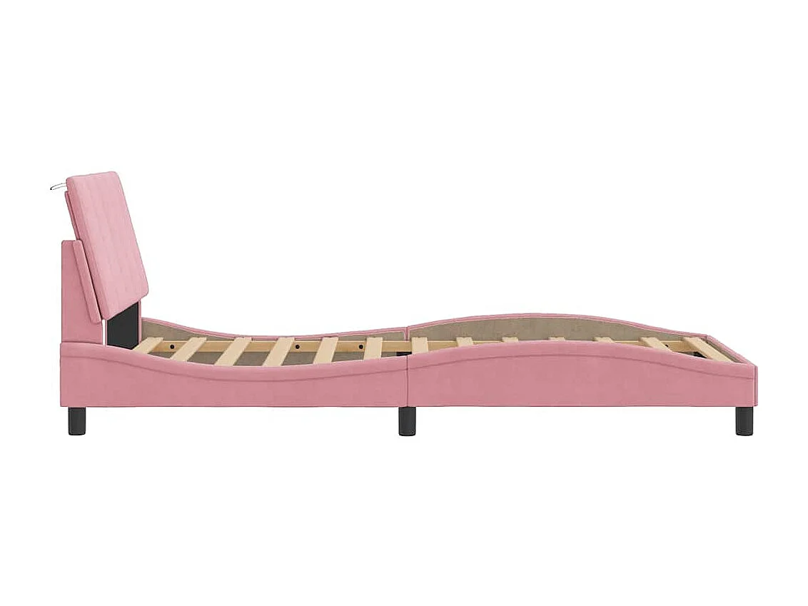 Bedframe zonder matras "Hanko" fluweel roze 100x200 cm