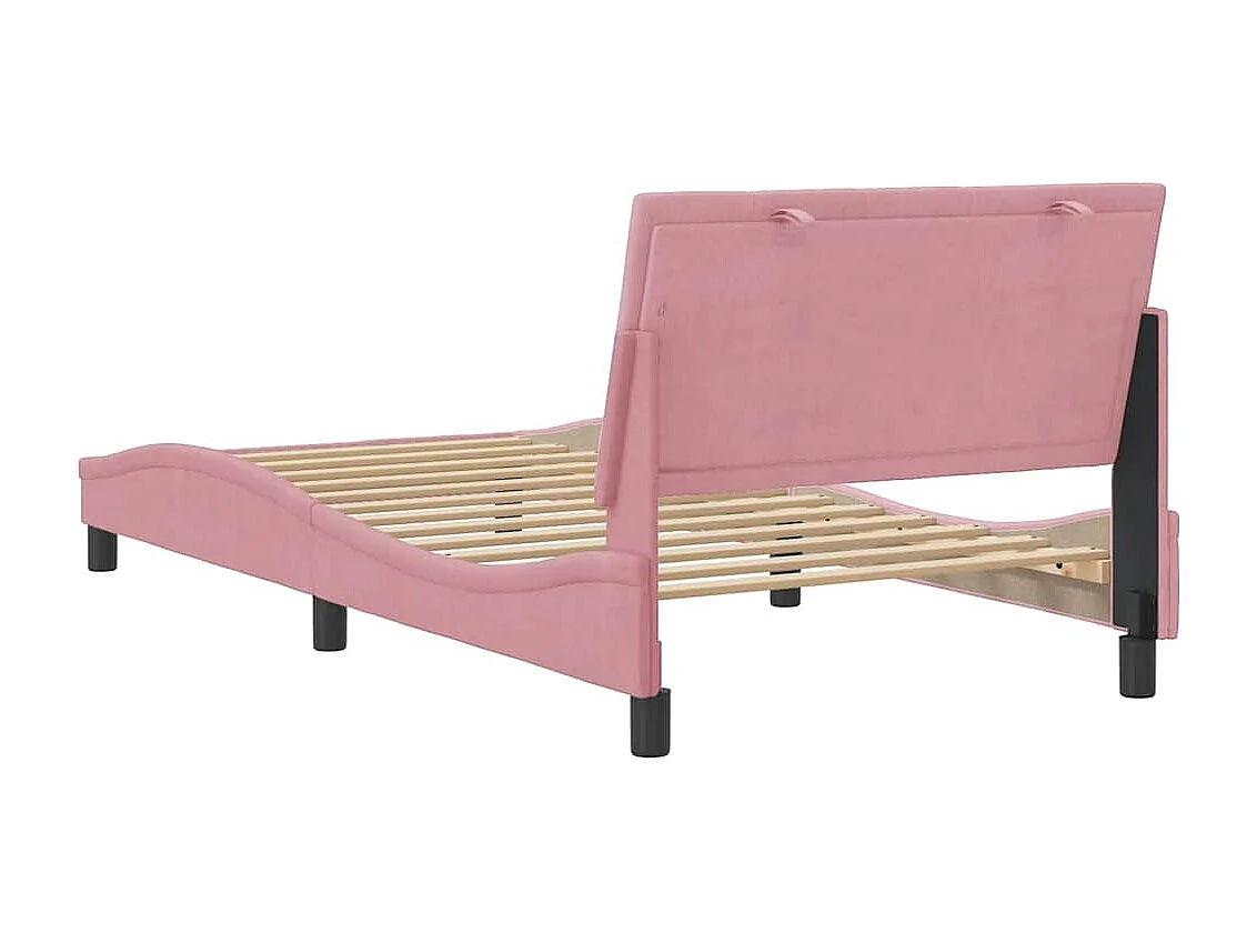 Bedframe zonder matras "Hanko" fluweel roze 100x200 cm